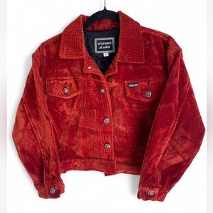 Vintage Y2K O'Sport Jeans Cropped Velour/Velvet Alligator/Croc Print Jacket
